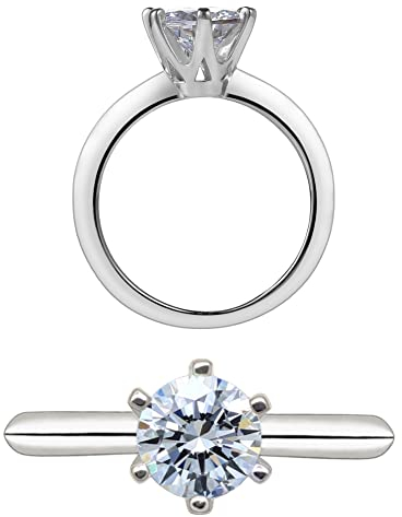 ADKOMN Modeschmuck Verlobungsring Solitärring 0,5-2,0 Karat Rundschliff Zirkonia weiß, Stein, 0,5 Karat