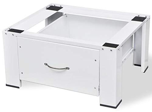 Ksodgun Waschmaschinensockel mit Schublade Waschmaschinen Untergestell Trocknersockel für Waschmaschine, Trockner, Gefrierschrank oder Kühlschrank Weiß