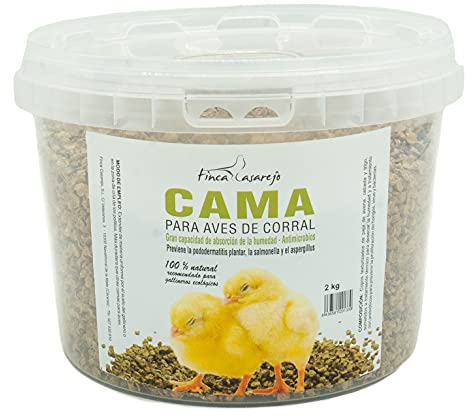 Cama para gallinas (2Kg) - Copos texturizados con Tratamiento Antimicrobiano - Previene la pododermatitis Plantar de Las Aves - Producto Natural Absorbente para gallineros (Ref. FCCAM2)