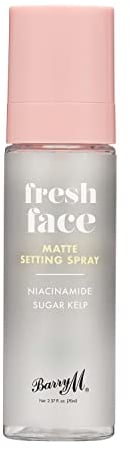 Barry M Fresh Face Matte Finish Setting Spray, Langanhaltend, formuliert mit mattierendem Zuckerkelp-Extrakt und feuchtigkeitsspendendem Niacinamid Clear