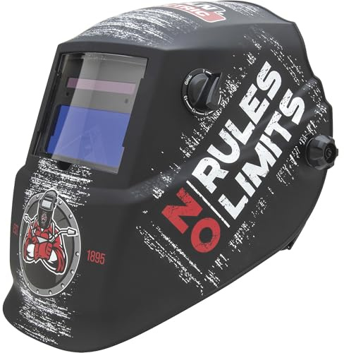 Lincoln Electric No Rules No Limits Welding Helmet K4983-1, Auto Darkening, Lightweight Weld Headgear, Shade 7-13, Grind Mode, Use for Stick, TIG, Pulsed TIG, MIG, Pulsed MIG, Flux Core, Gouging