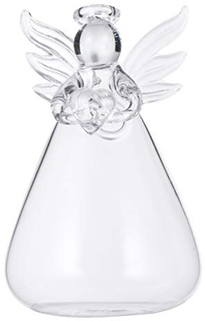 Generic Jarrón Colgante de Cristal Transparente con Forma de ángel, Flor, jarrón de ángel, pequeño Sistema hidrofísico, contenedor Creativo de Cristal Transparente para decoración de jardín