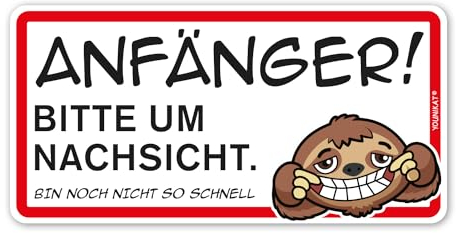 younikat Fahr-Anfänger Magnet-Schild I Faultier I 20 x 10 cm I für PKW und Anhänger I magnetisch und wetterfest I dv1056