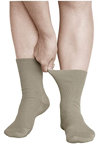 vitsocks Chaussette non comprimante sans bord élastique Femme (3 PAIRES) ne serrent pas 98% COTON fine, beige, 35-38
