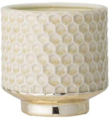 Nordring Pot de Fleur Goldy - Pots de Fleurs décoratifs Couleur pour intérieur Style rétro créatif M (12,5 cm ø), Vert Clair, Céramique