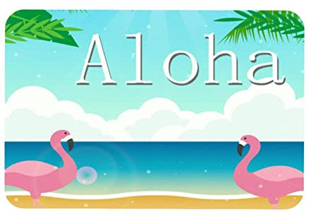 Eslifey Pink Flamingo Bird Hawaiian Aloha Dekorative Fußmatte, 50,8 x 78,7 cm, rutschfeste, rechteckige Bodenmatte, Schaltermatte, für Innen- und Außenbereich, Haus, Garten