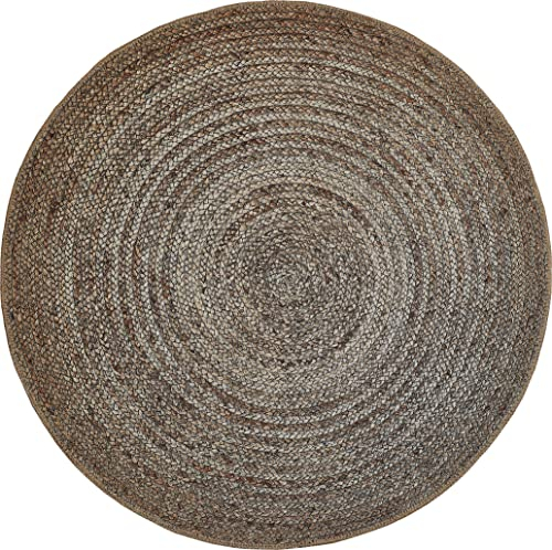 andiamo Teppich Stampa Digitaldruck Flechtmotiv für Wohnzimmer Esszimmer Flur 100 cm rund weiß-beige