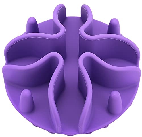 Slow Feeder Dog Bowl Insert,Doweiss Silicone Slow Feeder for Dog Cat Puppy Pet with Stong Suction Cups for Dog Bowls Slow Eating Bowls (Small, Purple)