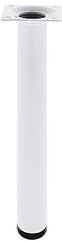 Amig - Pied Rond pour Meuble | Mod. 4 | Ø30 x 350 mm | avec vis de réglage | Vis à 4 Points | Résistance jusqu'à 15 kg/Pied | Acier Blanc