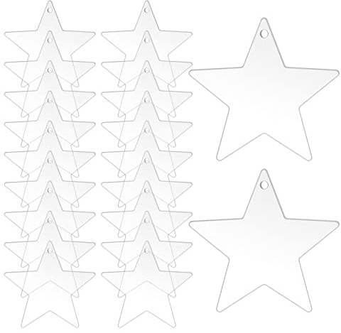 20 Stück Weihnachtsbaumschmuck, Acryl Transparent Stern Set Blank Transparente Stern Weihnachtsbaumanhänger Für Weihnachtsdekoration, Geschenk Weihnachts Acryl-Ornamente Weihnachtsbaum-Dekoration
