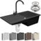 Aquamarin® Spülbecken - Granit, Set, 76x46 cm/57x45cm, Ablaufgarnitur, Wasserhahn, Abtropffläche, Rechteckig, Farbwahl - Einbauspüle, Verbundspüle, Küchenspüle (Braun, Modell 2: 57 x 45 cm)