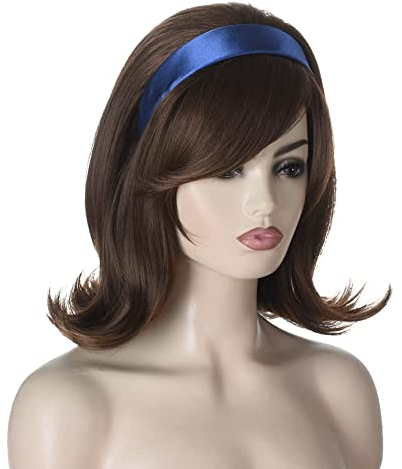 Retro Perücken für Frauen FVCENT 70er Jahre Retro Bienenstock Stil Vintage Look Flicked Beehive Bob 50'er Stil Perücke Kostüm Frauen Perücke mit Bangs Halloween wtih Navy Stirnband (Brown)