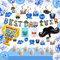 Abitoncc Vatertags-Dekorationen Best Dad Ever Banner Vatertagskarten Vatertag hängende Wirbel Kuchendekoration Blau und Weiß Latexballons für Vatertag Party Zubehör Indoor