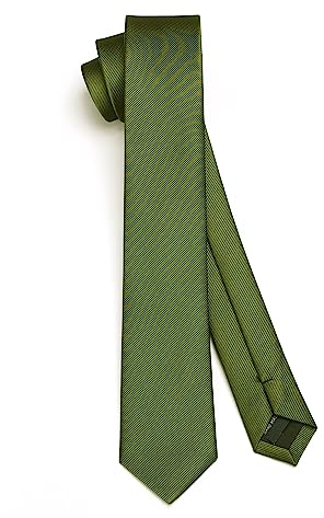 HISDERN Cravatta verde oliva Cravatta sottile in seta Cravatta sottile per uomo Cravatta solida Cravatta formale classica per matrimonio d'affari (6 cm)