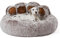 Jiupety Round Hundebett Flauschig von Pfote Form, Donut-Hundebetten Mittelgroße Hunde Größe 81 cm, Dog Bed Bequem und Weich, Hundebett Waschbar, Grau
