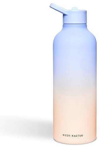 Neon Kactus Tritan-Flasche | Große Wasserflasche mit Trinkhalm, 1300 ml | Trinkflaschen für Erwachsene | Hilft beim Verfolgen der Wasseraufnahme | Sportflasche für das Fitnessstudio und den Sport
