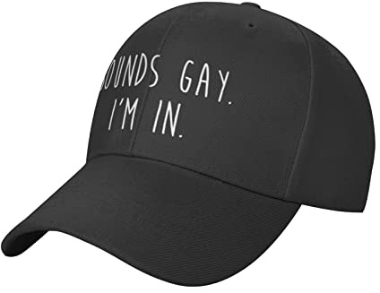 IUBBKI Hut Funny Gay Sounds Gay I'm in LGBTQ Trucker Hat Damen Baseball Cap Herren Papa Hut Golf Cowboy Hut Angelhut Schwarz