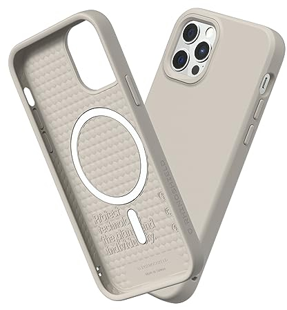 RhinoShield Case kompatibel mit [iPhone 12/12 Pro] | SolidSuit - MagSafe-kompatibel -Stoßdämpfende & schlanke Schutzhülle mit Premium Finish - 3.5 Meter Fallschutz - Sandbeige