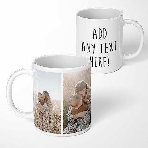Personalised Photo Mug | Picture Mug, Add a Message | Photo Collage Mug | Photo Gifts, Photo Upload Gift | Personalised Gift, Custom Photo Present (2 Photos + A Message)