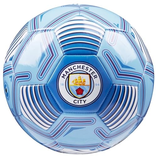 Manchester City F.C. Ballon de Foot Taille 3, 4 ou 5, Ballon Officiel du Club, Idée Cadeau pour Fan de Foot (Bleu, Taille 4)