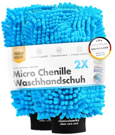 Chemicalworkz® Chenille Wash Mitt (2er Set) - Autowaschhandschuh - extra saugstark, ultraweiche Microfaser - entfernt hartnäckigen Schmutz mühelos - Mikrofaser Auto Waschhandschuh Zottelhandschuh