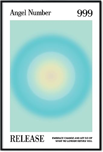 Gtoaxxno Poster Angel Number 999, ungerahmt, Energie-Aura-Farbverlaufsposter, Intuitionsdruck, Wanddekoration, Wohnzimmer, ungerahmt (50 x 60 cm)