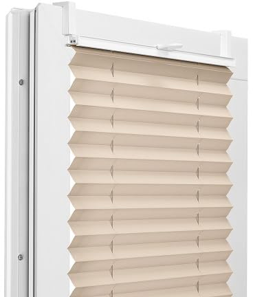 Fenster DEKOR - Plissee Klemmfix ohne Bohren Breite 70 cm x Höhe 110 cm - Fenster Plissees innen Milchkaffee - Faltrollo Blickdicht - Faltrollos einfach zu montieren - Blissett Rollo
