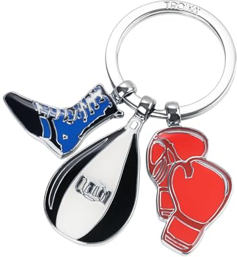 TROIKA Schlüsselanhänger Boxsack Boxhandschuhe und Boxschuh – BOXEN – sportlicher keyring gym style, hochwertiger Metallguss, echte Emaille – inkl. Schlüsselring – verchromt Original