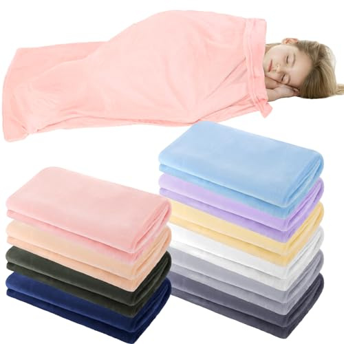 Breling 10 Pcs Baby Kids Blanket Bulk for Girls Boys - 40 x 60 Inch Toddler Nap Fleece Daycare Cot Blanket - Soft Cozy for Classroom, Preschool, Kindergarten, Nursery Rest Time, 10 Colors