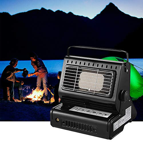 Yinleader Chauffage au gaz en céramique, chauffage d'extérieur, pour tentes, caravanes, camping, brûleur en céramique, 1,3 kW (noir)