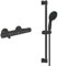 GROHE Vitalio 110 - Brausestangenset + Kleber Set (wassersparend, 60cm Brausestange, schnelle Installation, anpassbar an Bohrlöcher), rund, matt schwarz, 279482431