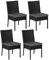 Outsunny 4 Pieces PE Rattan Garden Chairs with Cushion, Patio Wicker Dining Chairs with Backrest for Patio, Deck, Garden, Black