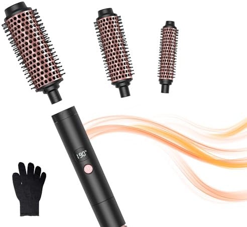 OKWRAP 3 in 1 Thermal Hot Brush Set - 30/38/45MM Round Brush with Digital Display, Heated for Short, Medium & Long Hair, Dual Voltage
