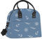 Clastyle Geometrisch Groß Isolierte Lunchtasche Damen Wasserdichte Klein Kühltasche Erwachsene mit Riemen Auslaufsicher Lunch Bag für Picknick Arbeit Büro,Blau