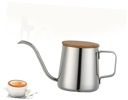 Alipis Caffettiera A Mano Da 350 Ml Caraffa in Acciaio Inossidabile Con Bocca Fine E Coperchio in Legno Ideale Per