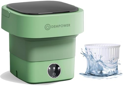 DEMPOWER Portable Washing Machine 6.5L - Washer Dryer Machine for Small Spaces - Mini Washing Machine Ideal for Apartments, Dorms, and RVs - Compact and Efficient Laundry Solution (Green)