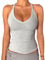 Danysu Tank Top Damen Mit Integrierter BH Sexy V-Ausschnitt Spaghetti Top Ärmellos Sommer Gerippt Tanktops Sport Oberteile Basic Shirt Camisole Einfarbig weiß (Heather White), Klein