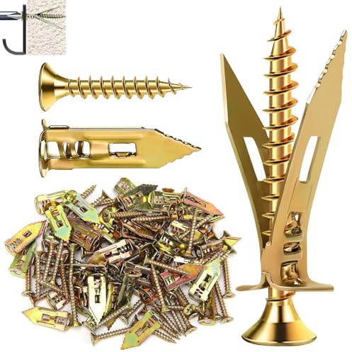 DAYALO 100 Stück Hohlraumdübel Metall, 12 x 30mm Gipskartondübel Selbstbohrender mit Schrauben ohne Vorbohren in Gipskarton, Rigipsdübel für Gipsfaserplatten, Trockenbau Dübel