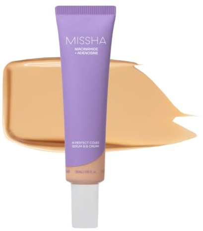 MISSHA M PERFECT COVER SERUM BB CREAM No.27 Honey Beige- Medium with Cool/Neutral Undertone, Skin Tint, Tinted Moisturizer, Skin Care Foundation Makeup, 1.18 Fl oz