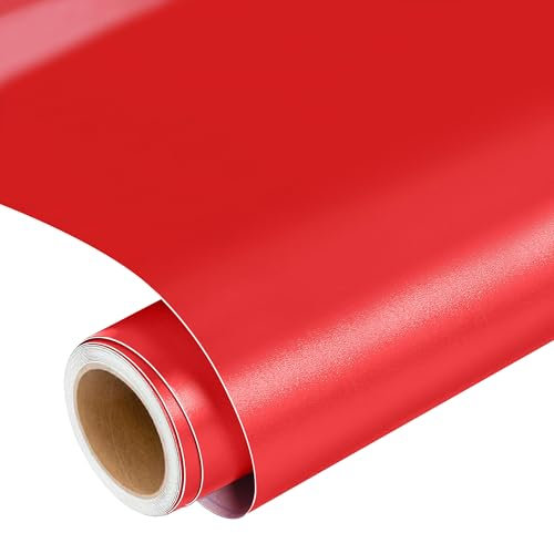 Prime Vinyl Matte Metallic Permanent Vinyl, 12 x 6 FT Red Vinyl for Cricut, Silhouette All Cutting Machines, Self Adhesive Vinyl for Craft, Signs, Stickers, Scrapbooking, Car Decals