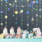 52Ft Hängende Papier Girlande Bunt,Iridescent Runde Stern Garland,Glitzer Papier Circle Garland Dekoration für Geburtstag Hochzeit Weihnachten Party Deko