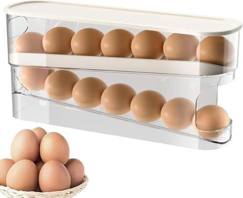 Eierhalter Kühlschrank, Eierbehälter für Kühlschrank, Eierregal kühlschrank, Aufbewahrung Kühlschrank, Große Kapazität Eierhalter, Eier Organizer