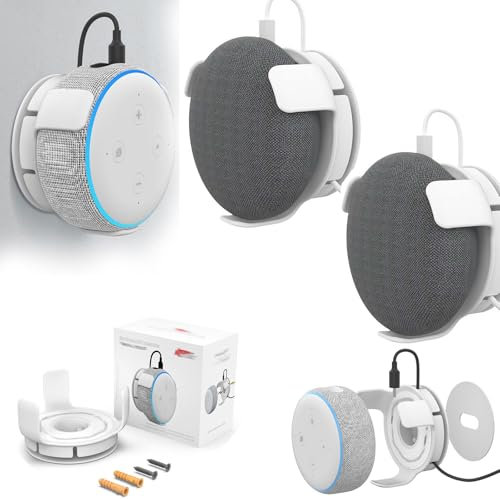 Echo Dot Wandhalterung für Echo Dot 3., 4. und 5. Generation, integriertes Kabelmanagement, platzsparendes Zubehör für Dot Smart Lautsprecher, mit Schrauben, 2 Stück