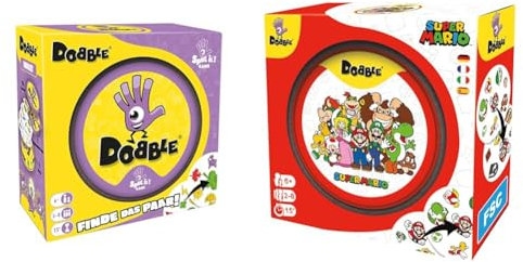Zygomatic Dobble Classic + Dobble Super Mario, Reaktionsspiel für die ganze Familie, Eco-Sleeves, Familienspiel und Kartenspiel, 2-8 Spieler, Ab 6+ Jahren, 15 Minuten, Deutsch