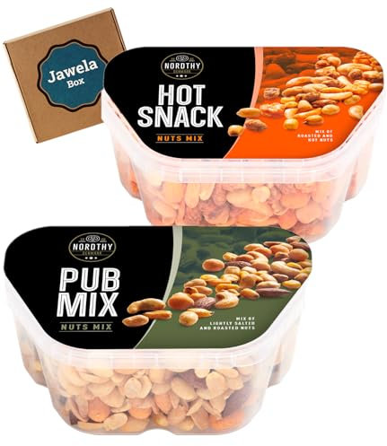 Nussmischung Nuss Mix Nordthy - Pub Mix 450g & Hot Snack 360g - Jawela Mix Set - Snack-Mischung Knabber-Mix Party-Mix Erdnüsse