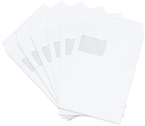 Emerson 50x Versandtasche Weiß DIN C4 229 x 324 mm 90g großer Briefumschlag a4 ohne Fenster haftklebend Umschlag Maxibrief a4 Weiß Briefkuvert groß C4 große Versandtasche Briefkuvert big envelopes