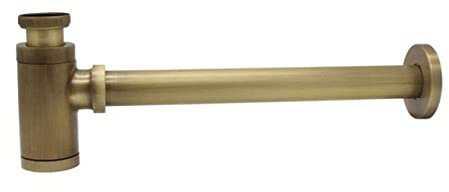OWOHYG Grifo de Lavabo de baño de latón Antiguo, sifón para Botellas, desagüe emergente Vintage, Tubo de desodorización Retro, rebosadero, Individual (Individual)