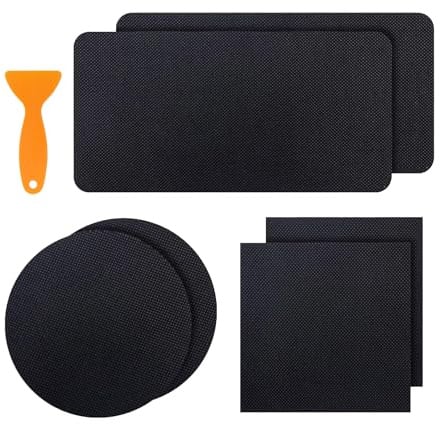 pclapora Trampolin Reparaturset, Trampoline Net Repair Kit, Inklusive 6stk Selbstklebenden Trampolin Flicken aus Gummi in 3 Größen und 1stk Schaber, zum Reparieren von Sprungtuch Löchern Und Rissen