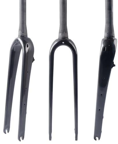 Gravel Fork 700C in fibra di carbonio per bici da strada, forcella rigida, attacco QR da 9 mm, freno a disco da 1 1/8'', tubo dritto/conico, forcella anteriore per biciclette leggere (colore: nero luc