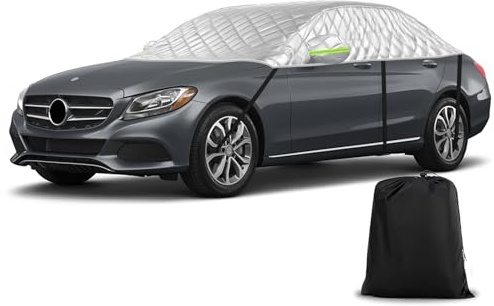 Universelle Halbgarage für Autos 353 * 150 * 49cm, Passgenaue Verdickte Autoabdeckung Wasserdicht Ersatz für Peugeot 508, für Model 3, A4, C-Class, Ersatz für VW Passat, Anti-Hagel und Anti-Schnee